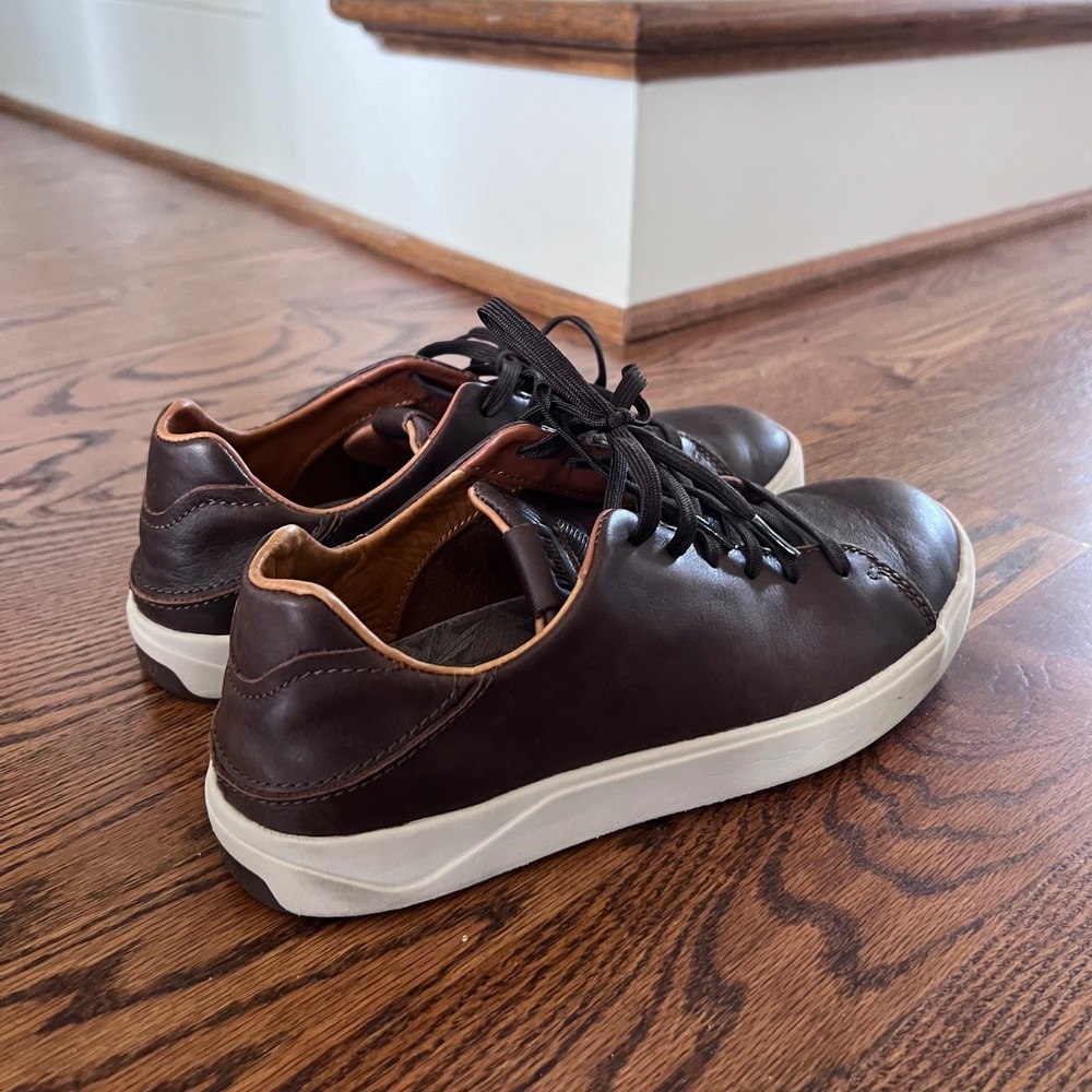 OluKai Laeahi‎ Li'ili'i Dark Brown Leather Lace Up Shoes Men's US 8.5 EUR 41.5 - Picture 4 of 12